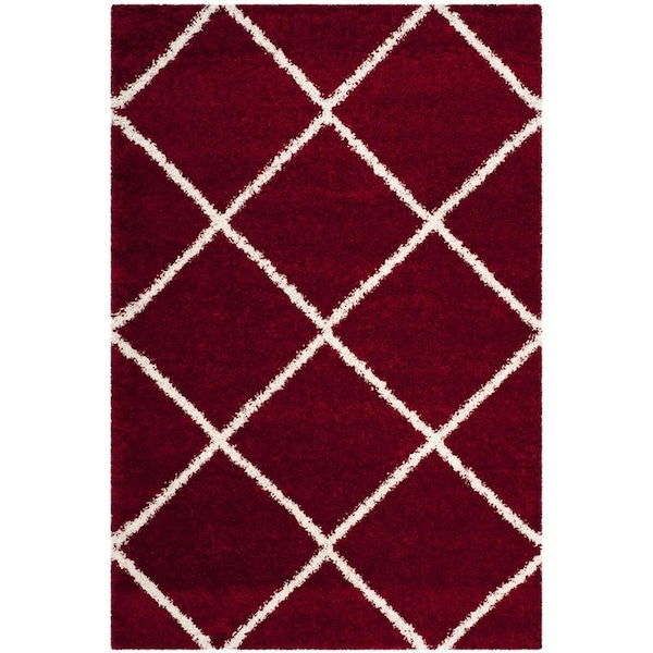 Flowers First 6 x 9 ft. Hudson Shag Power Loomed Rug, Red & Ivory - Medium Rectangle FL1889480 - main